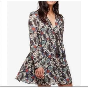 Free People Stealing Fire Long Sleeve Boho Peasant Dress Size Medium